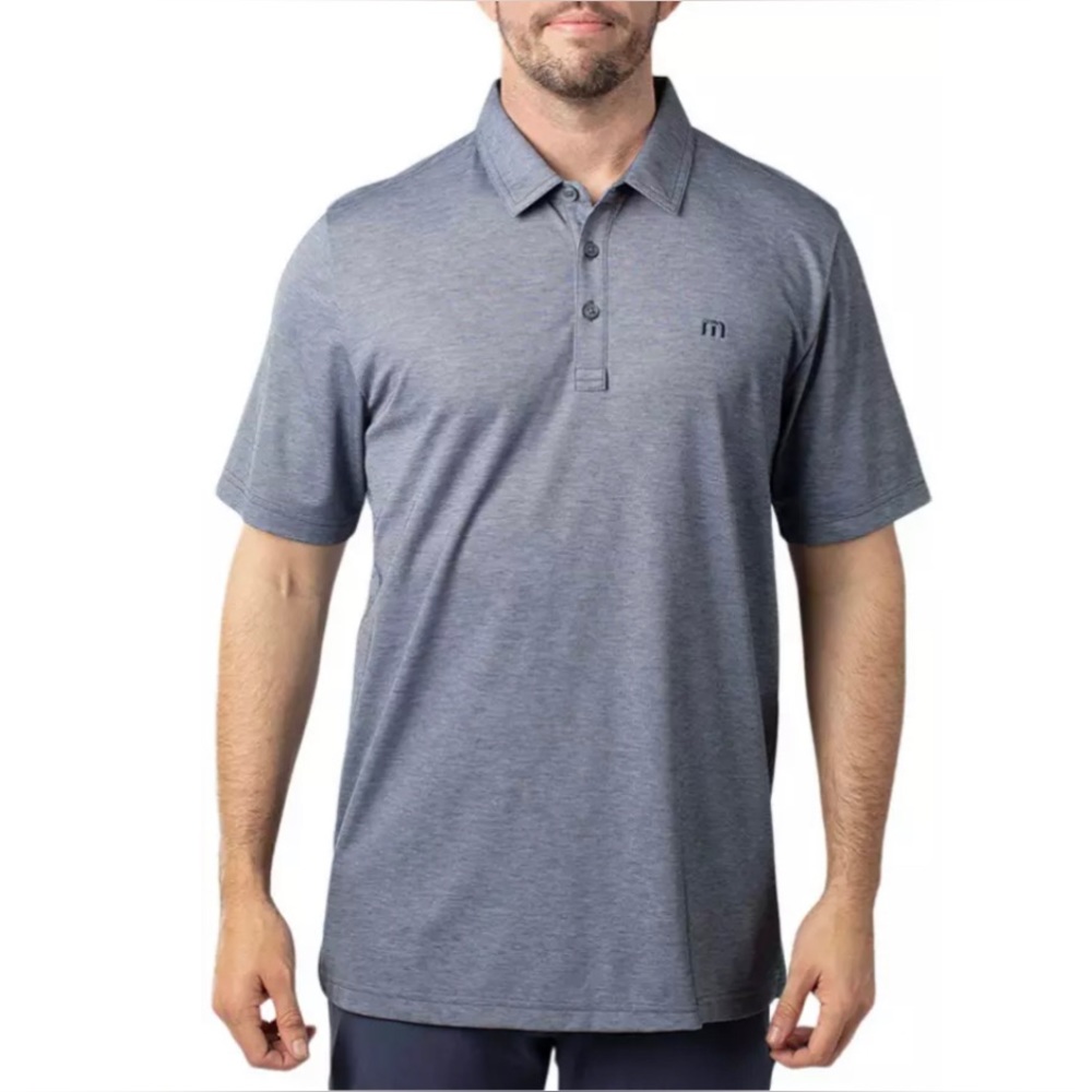 Travis Mathews Short Sleeve Polo. Blue Gray. Size Large Lightweight EUC